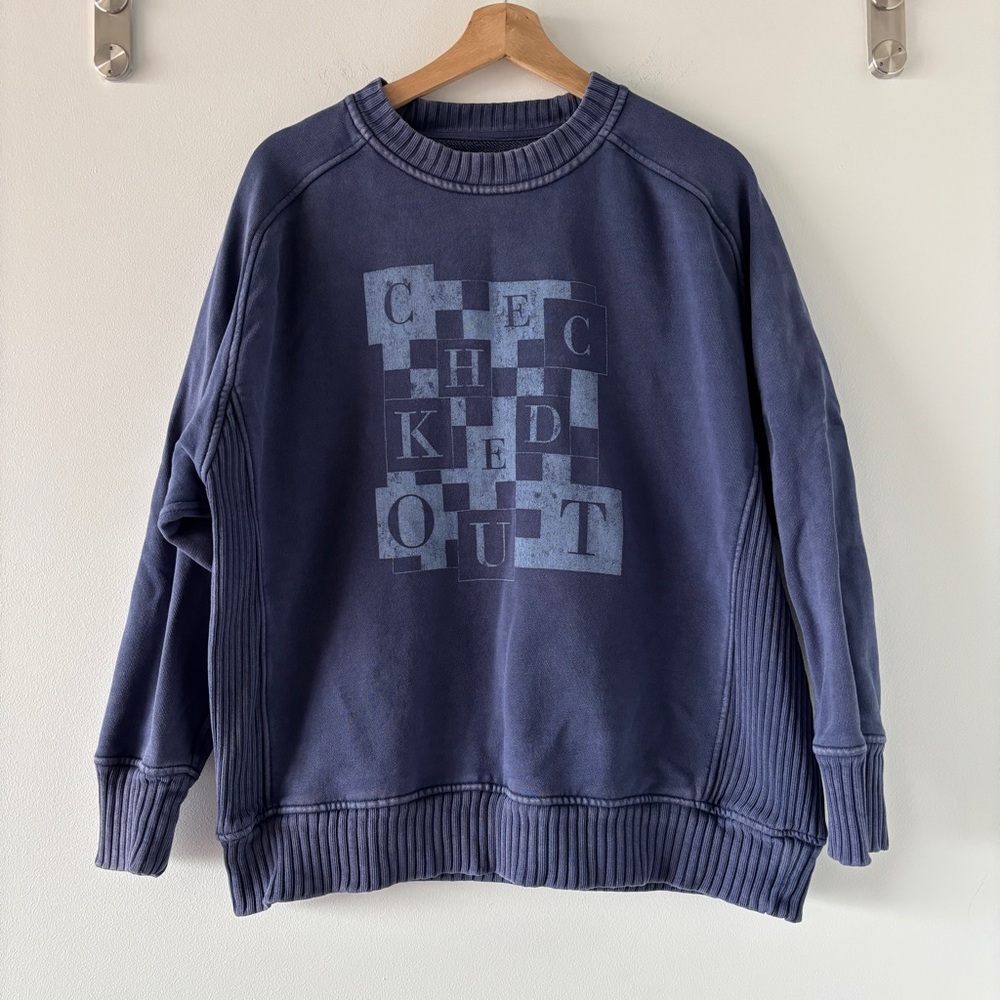 Aerie Blue Graphic Crewneck Sweatshirt